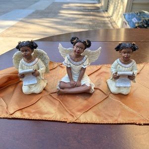 Beautiful African American Angel figurines. 3 inches.